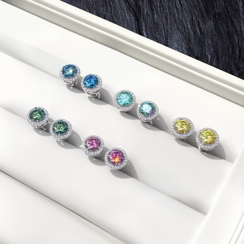 1ct S925 & Moissanite Round Halo Earrings Iced Out Shine With Street Luxury - Image 4