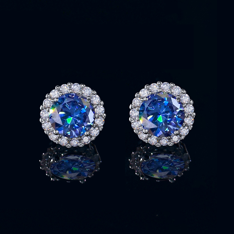 1ct S925 & Moissanite Round Halo Earrings Iced Out Shine With Street Luxury - Image 5