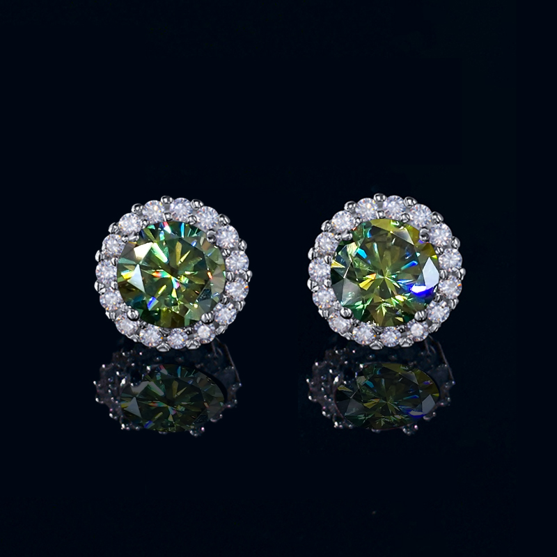 1ct S925 & Moissanite Round Halo Earrings Iced Out Shine With Street Luxury - Image 6
