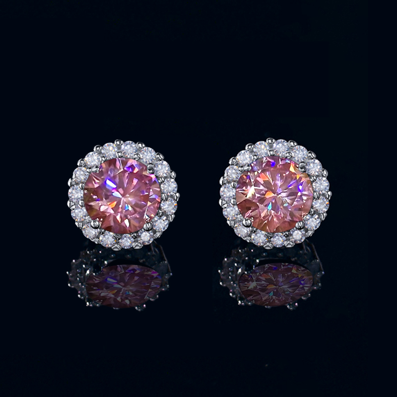 1ct S925 & Moissanite Round Halo Earrings Iced Out Shine With Street Luxury - Image 7