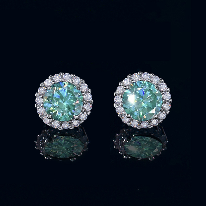 1ct S925 & Moissanite Round Halo Earrings Iced Out Shine With Street Luxury - Image 8