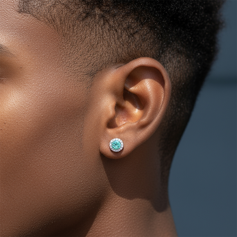 1ct S925 & Moissanite Round Halo Earrings Iced Out Shine With Street Luxury - Image 10