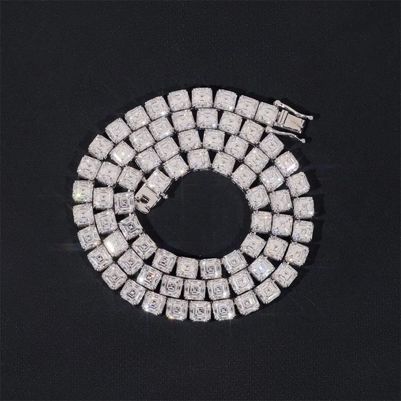 925s & Vvs Moissanite 5mm Asscher Cut Tennis Chain With Iced Out Shine - Image 4