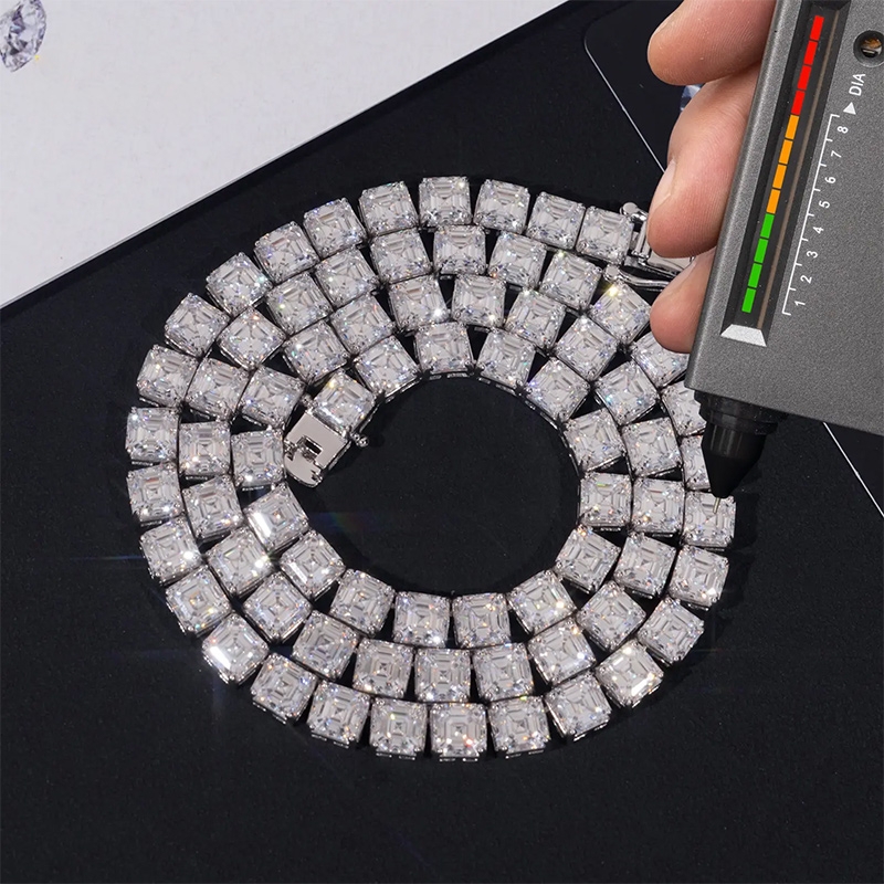 925s & Vvs Moissanite 5mm Asscher Cut Tennis Chain With Iced Out Shine