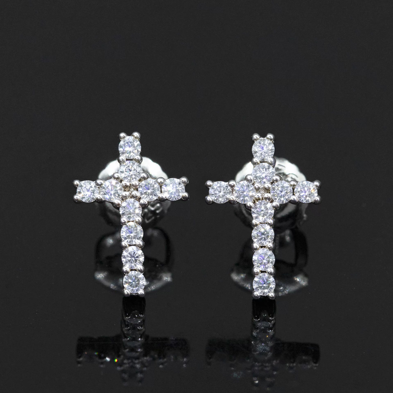 925s & Vvs Moissanite Cross Stud Earrings Iced Out Shine With Street Luxury - Image 3