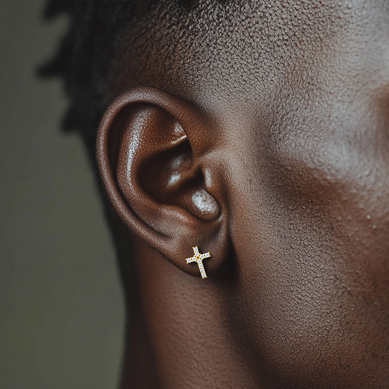 925s & Vvs Moissanite Cross Stud Earrings Iced Out Shine With Street Luxury - Image 5