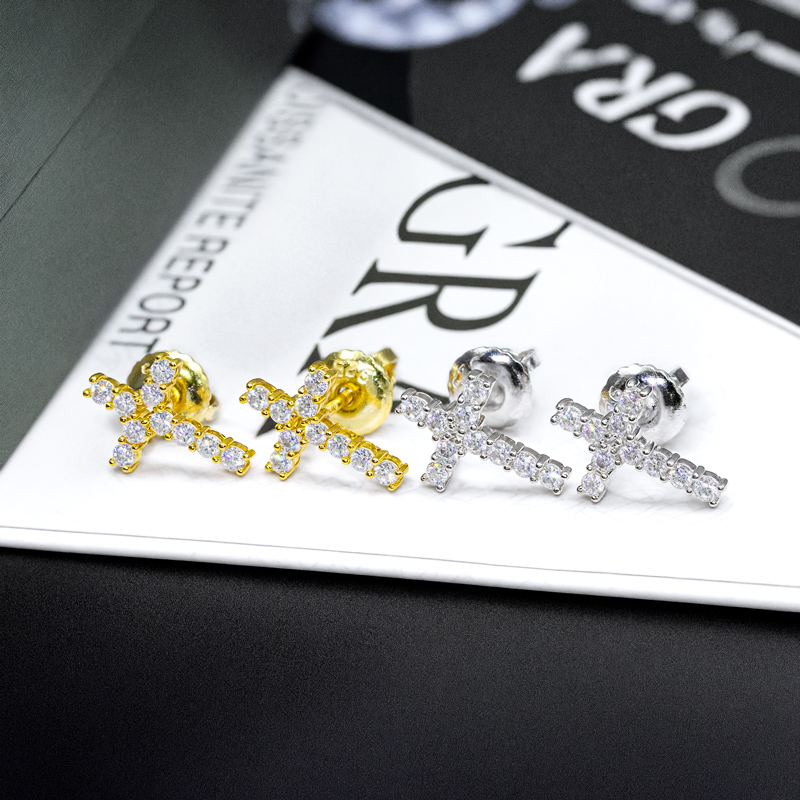 925s & Vvs Moissanite Cross Stud Earrings Iced Out Shine With Street Luxury - Image 6
