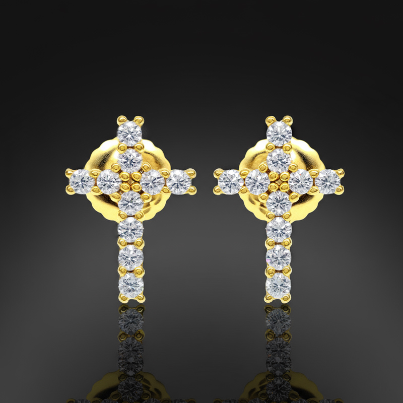 925s & Vvs Moissanite Cross Stud Earrings Iced Out Shine With Street Luxury - Image 7