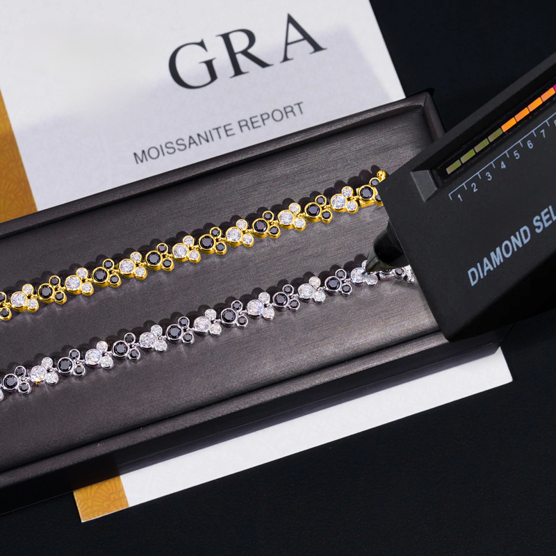 925s & Vvs Moissanite Black White Cute Cartoon Tennis Bracelet Iced Out - Image 4