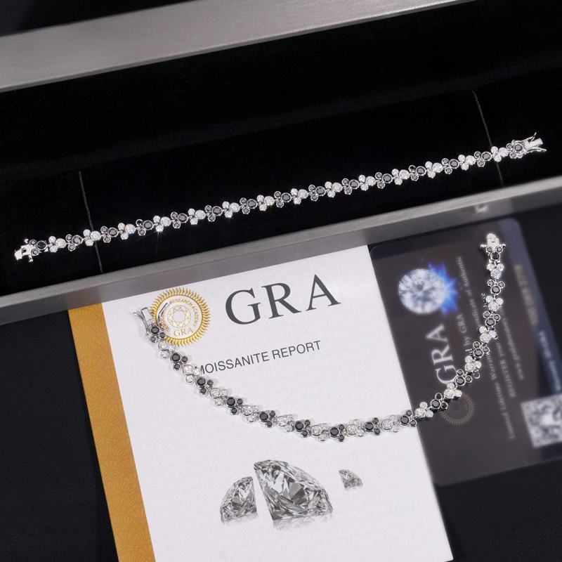 925s & Vvs Moissanite Black White Cute Cartoon Tennis Bracelet Iced Out - Image 6