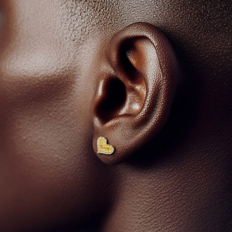 925s & Moissanite Heart Stud Earrings Iced Out Shine With Street Luxury - Image 4
