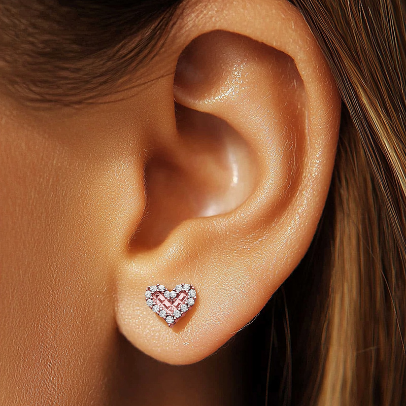 925s & Moissanite Heart Stud Earrings Iced Out Shine With Street Luxury - Image 5