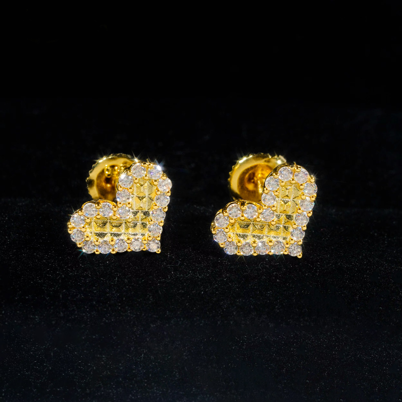 925s & Moissanite Heart Stud Earrings Iced Out Shine With Street Luxury - Image 6