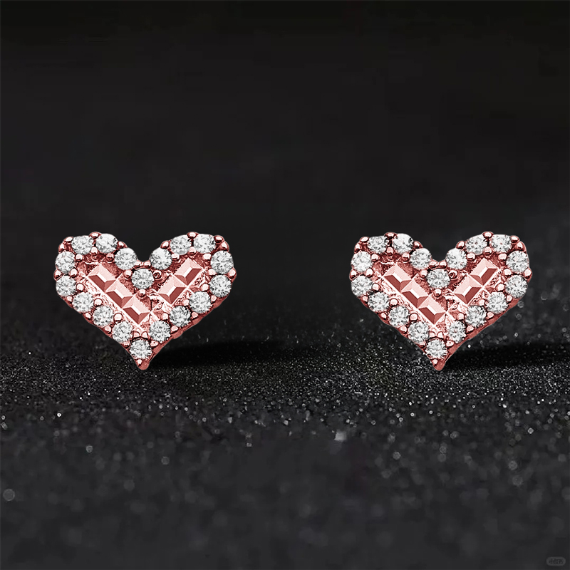 925s & Moissanite Heart Stud Earrings Iced Out Shine With Street Luxury