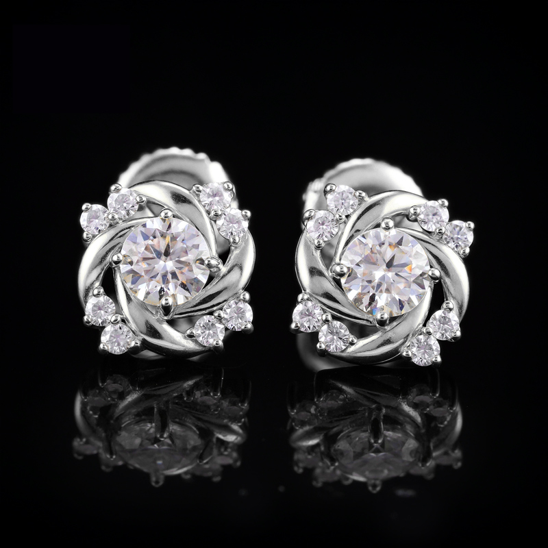 925s & Moissanite Flower Stud Earrings Iced Out Shine With Street Luxury - Image 3