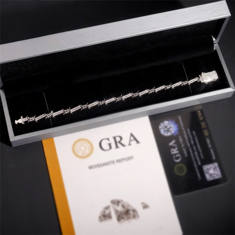 8mm 925s & Vvs Moissanite Barbed Wire Thorn Bracelet Iced Out - Image 7