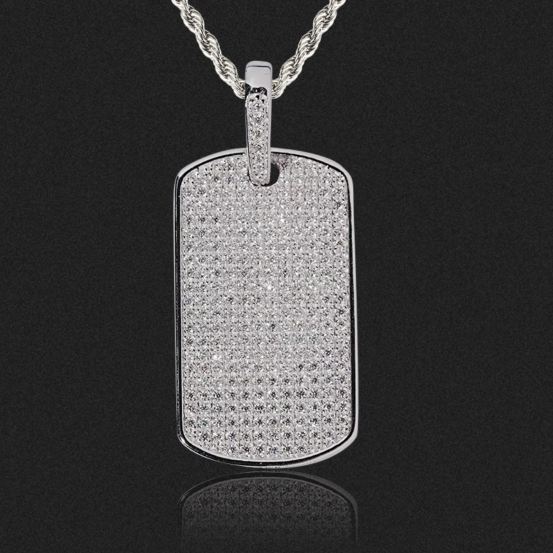 S925 & Moissanite Full Iced Out Dog Tag Pendant With Street Luxury Shine - Image 3