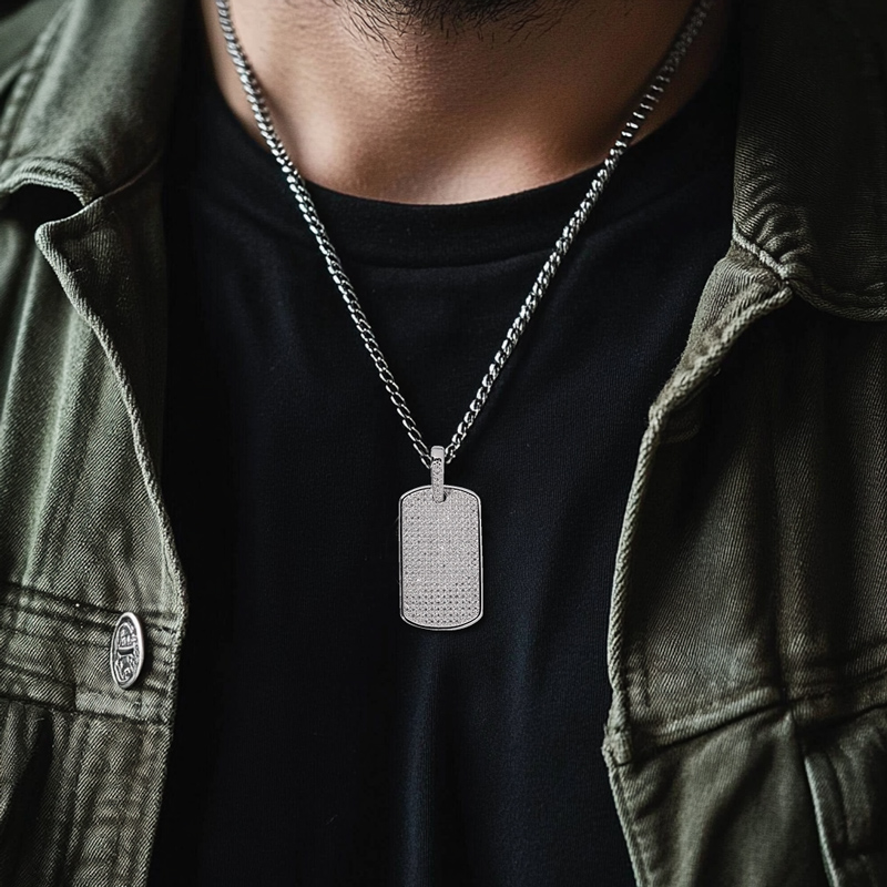 S925 & Moissanite Full Iced Out Dog Tag Pendant With Street Luxury Shine - Image 5