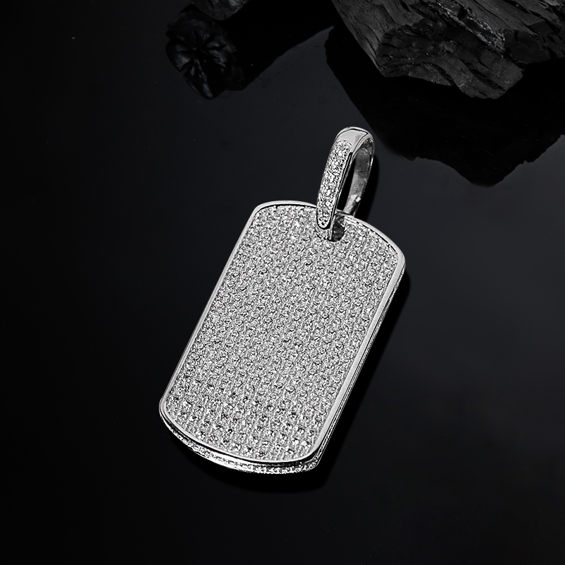 S925 & Moissanite Full Iced Out Dog Tag Pendant With Street Luxury Shine - Image 6