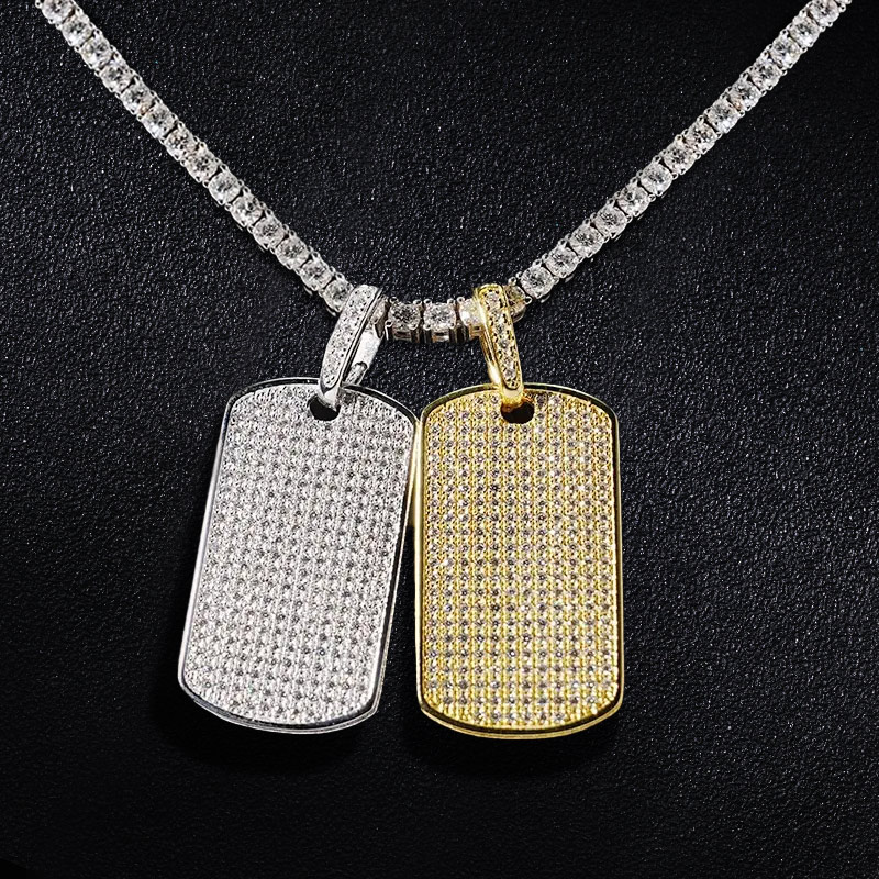 S925 & Moissanite Full Iced Out Dog Tag Pendant With Street Luxury Shine