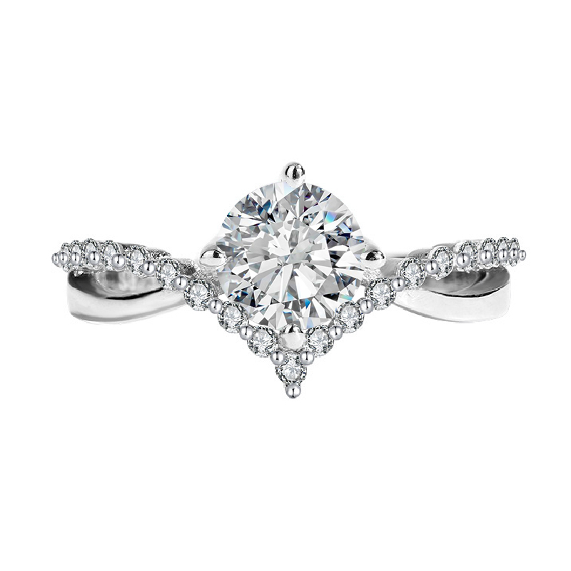 925s & Vvs Moissanite 1ct Round Cut Twisted Engagement Ring Iced Out