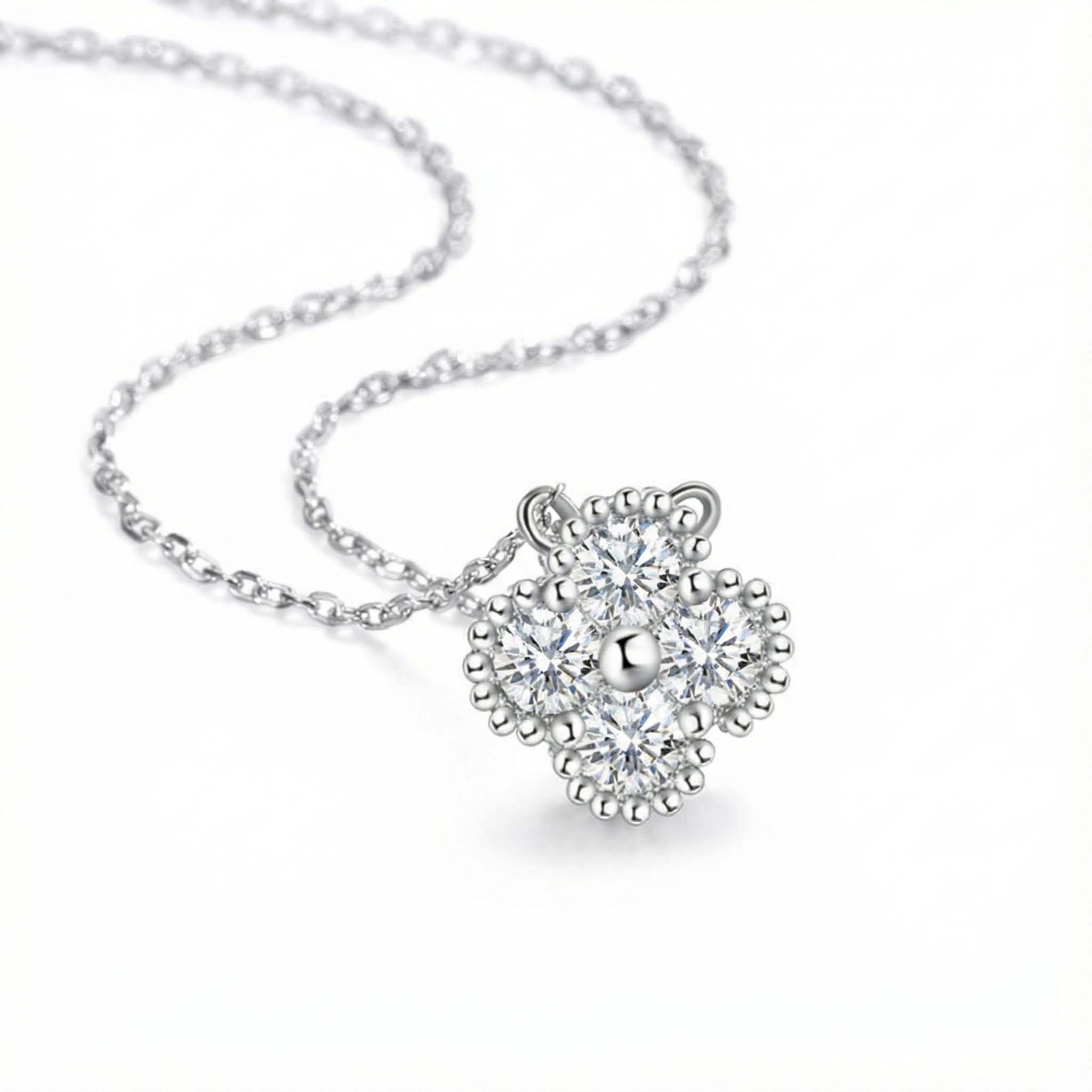 925 Silver Vvs Moissanite Four-leaf Clover Pendant Necklace Iced Out - Image 3