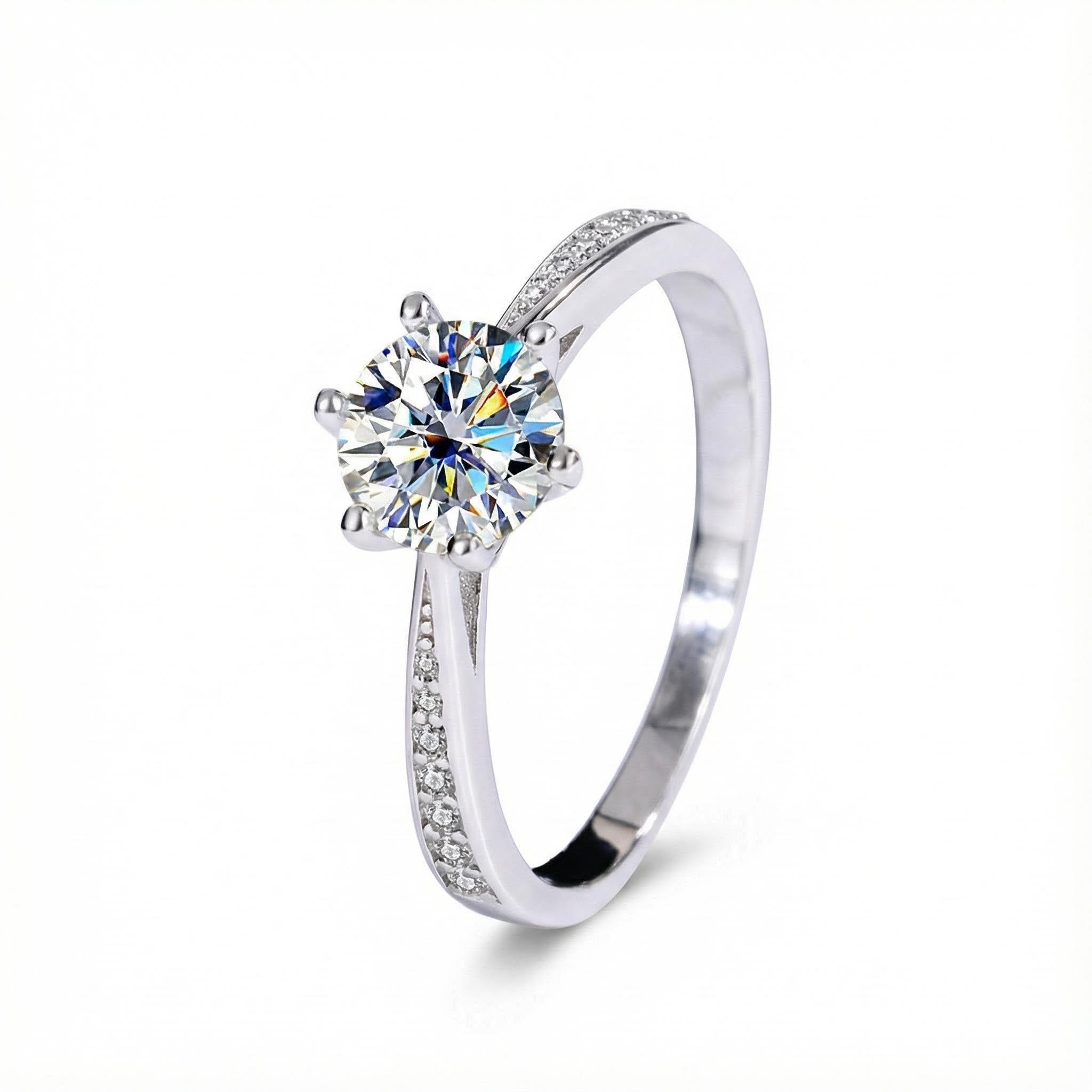 Bold S925 Silver Vvs Moissanite 0.5-3ct Brilliant Round Cut Engagement Ring - Image 3