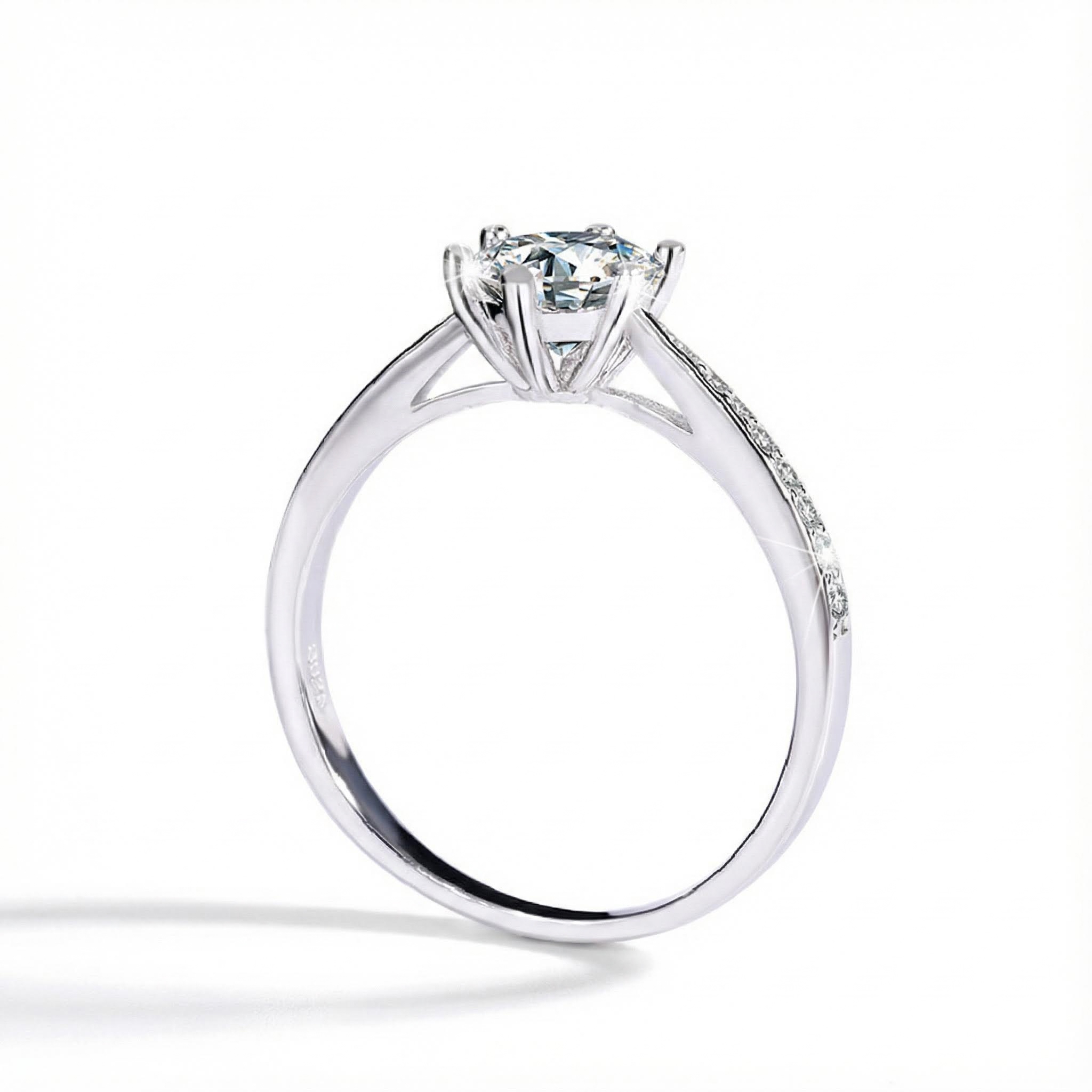 Bold S925 Silver Vvs Moissanite 0.5-3ct Brilliant Round Cut Engagement Ring - Image 4