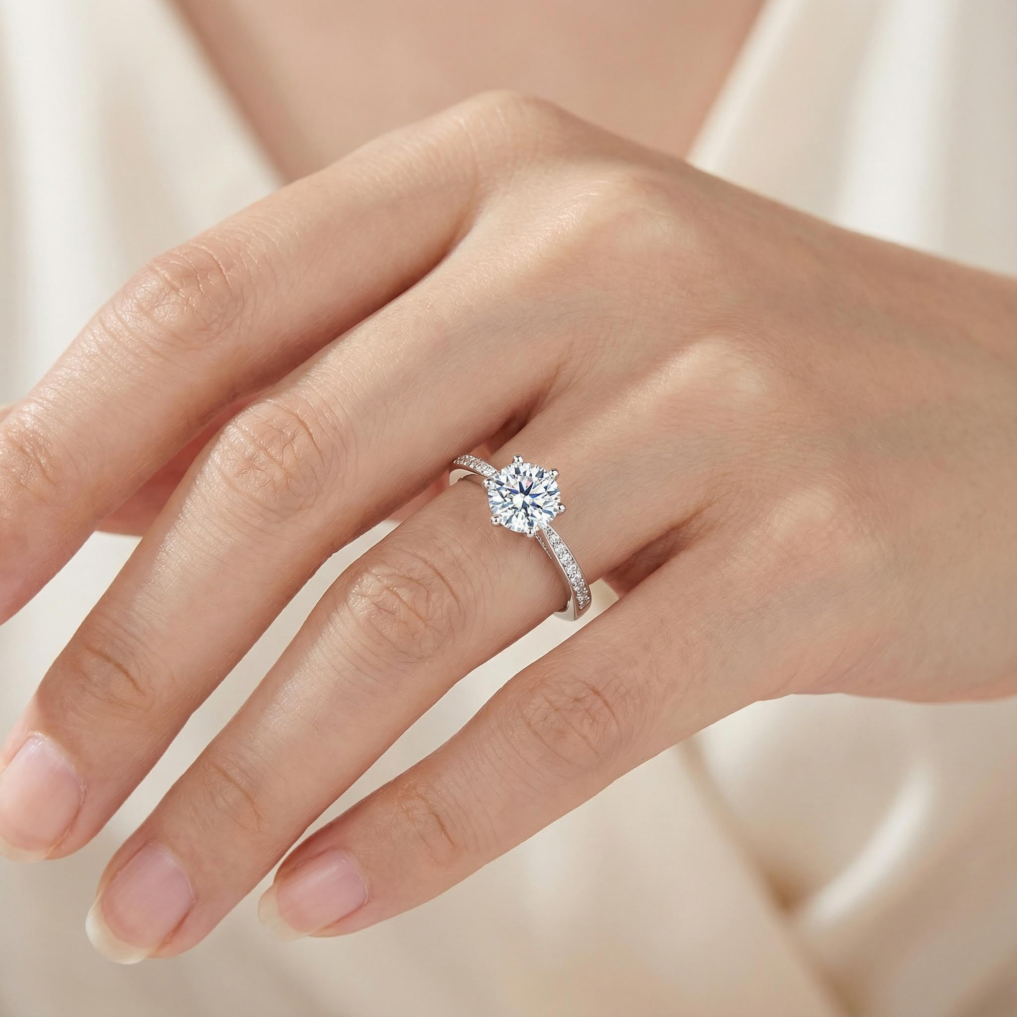 Bold S925 Silver Vvs Moissanite 0.5-3ct Brilliant Round Cut Engagement Ring - Image 5