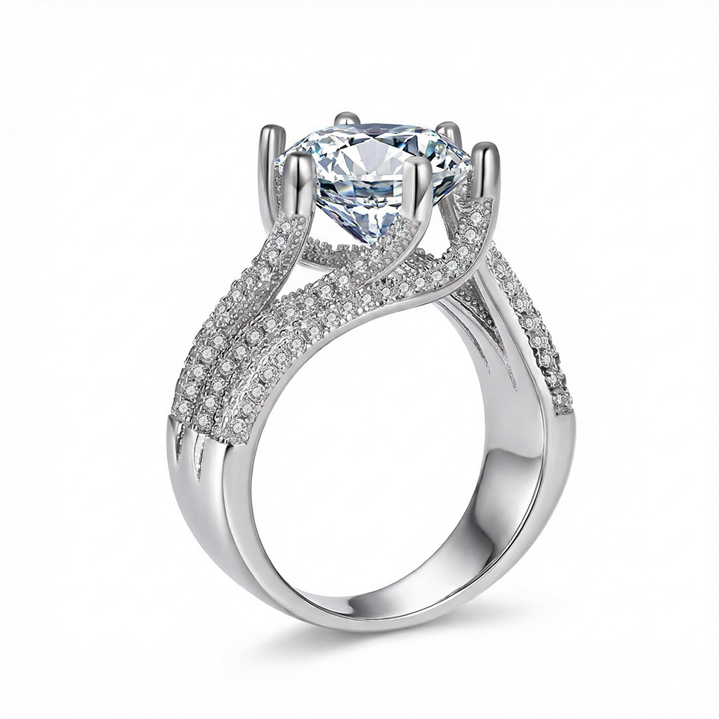 925s & Vvs Moissanite 3ct/5ct Brilliant Round Cut Wedding Engagement Ring - Image 5