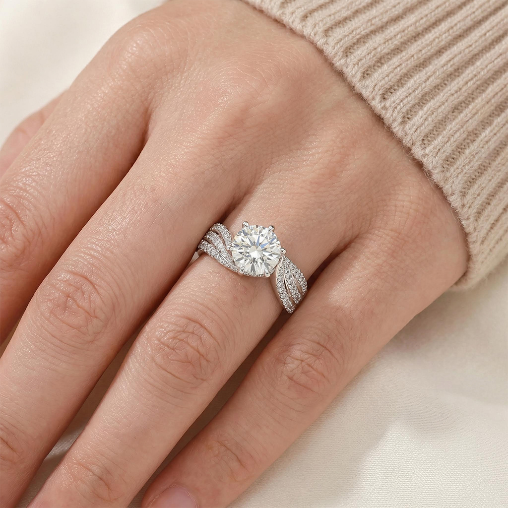 925s & Vvs Moissanite 3ct/5ct Brilliant Round Cut Wedding Engagement Ring - Image 6