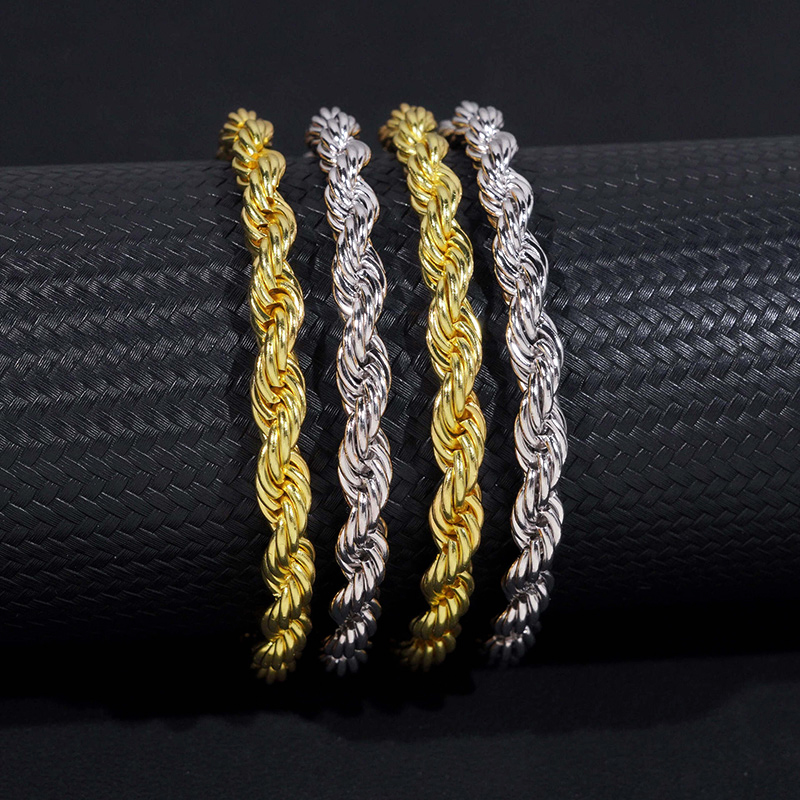 6mm 925s & Vvs Moissanite Clasp Stainless Steel Rope Bracelet Iced Out - Image 3