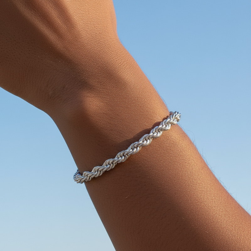 6mm 925s & Vvs Moissanite Clasp Stainless Steel Rope Bracelet Iced Out - Image 6