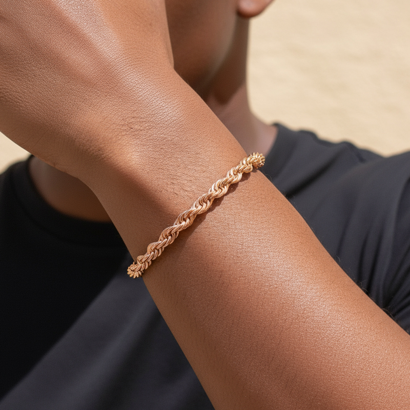 6mm 925s & Vvs Moissanite Clasp Stainless Steel Rope Bracelet Iced Out - Image 9
