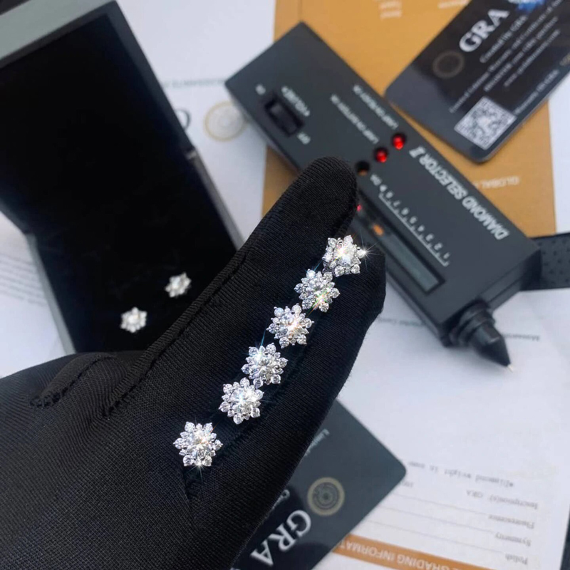925s & Vvs Moissanite Snowflake Stud Earrings In White Gold Iced Out - Image 6