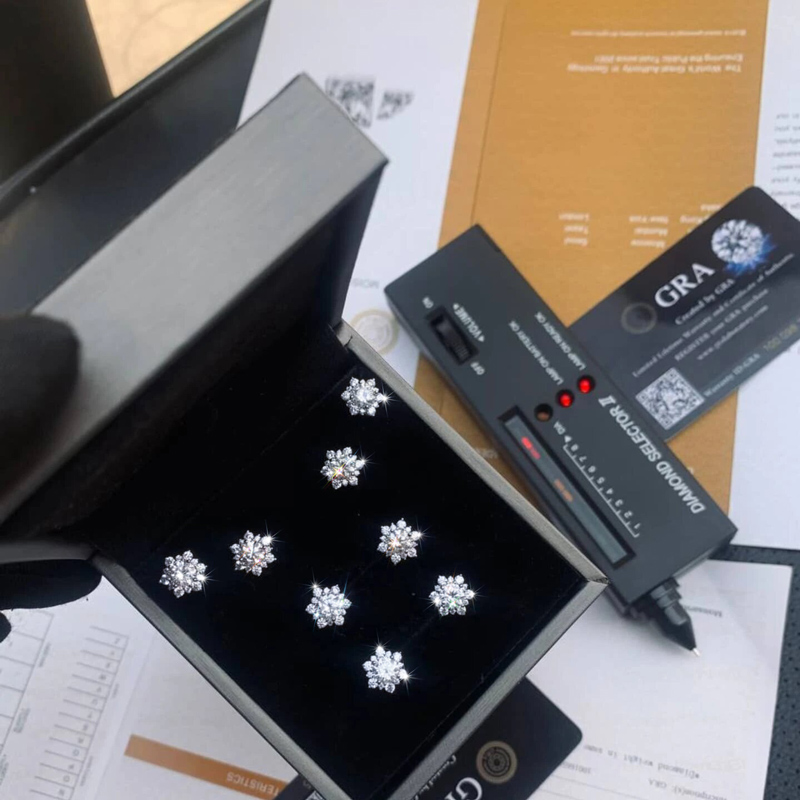 925s & Vvs Moissanite Snowflake Stud Earrings In White Gold Iced Out - Image 8