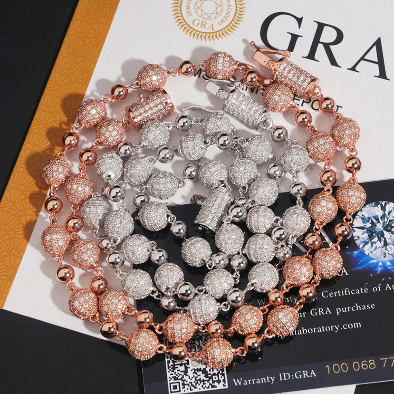925s & Vvs Moissanite 8mm Iced Out Beads Chain With Street Luxury Shine - Image 4