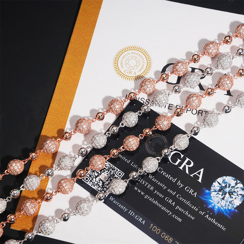 925s & Vvs Moissanite 8mm Iced Out Beads Chain With Street Luxury Shine - Image 6