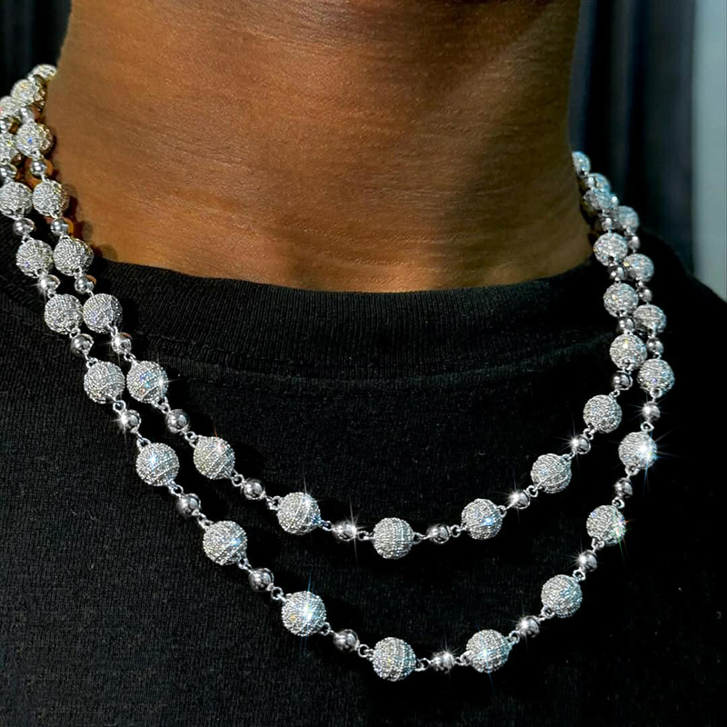925s & Vvs Moissanite 8mm Iced Out Beads Chain With Street Luxury Shine