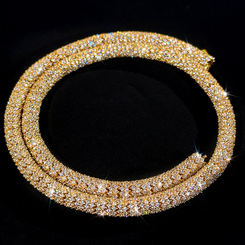 S925 & Moissanite 6mm Fully Paved Snake Chain With Iced Out Shine - Image 3