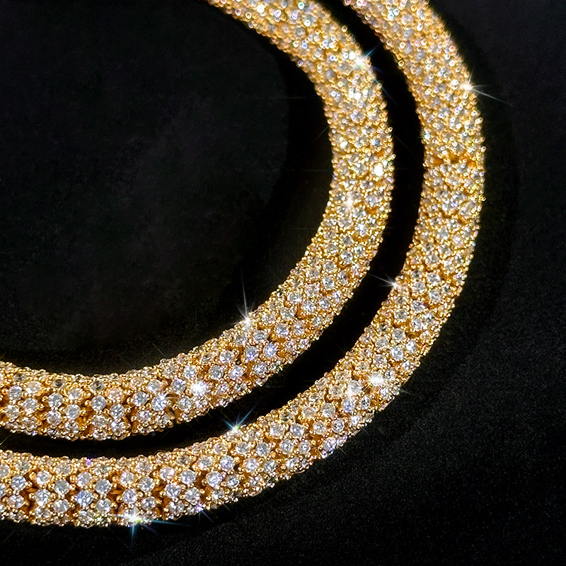 S925 & Moissanite 6mm Fully Paved Snake Chain With Iced Out Shine - Image 4