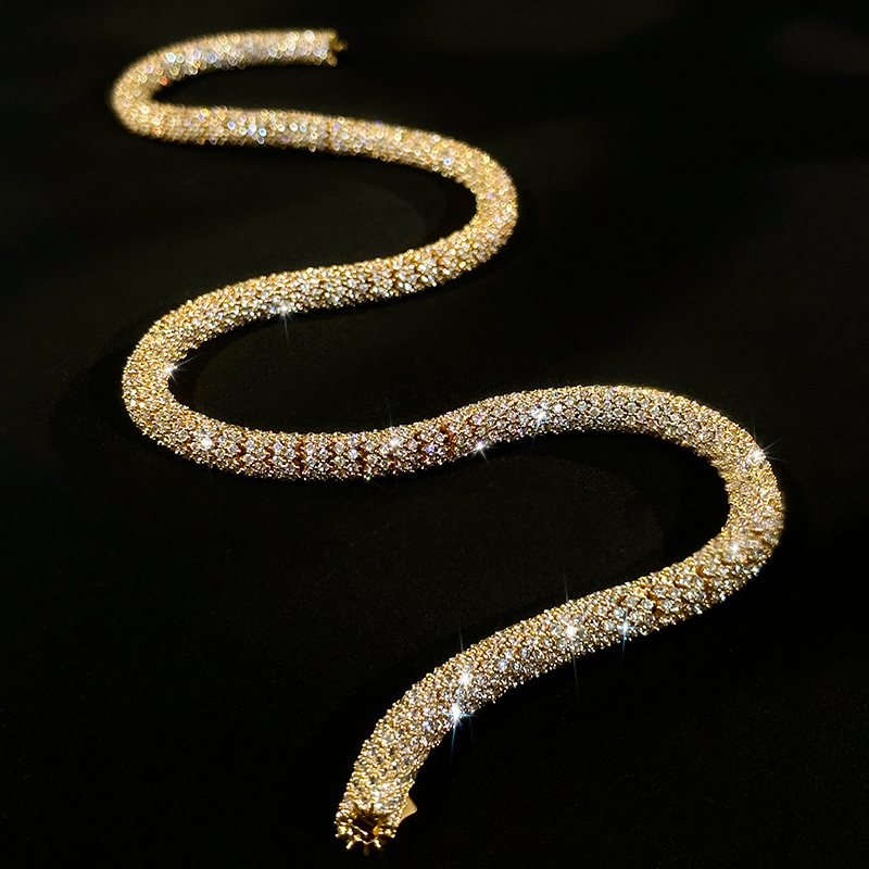 S925 & Moissanite 6mm Fully Paved Snake Chain With Iced Out Shine - Image 5