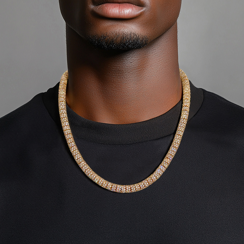 S925 & Moissanite 6mm Fully Paved Snake Chain With Iced Out Shine - Image 6