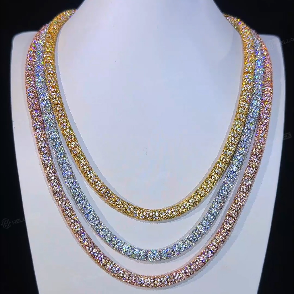 S925 & Moissanite 6mm Fully Paved Snake Chain With Iced Out Shine - Image 7