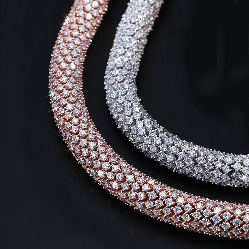 S925 & Moissanite 6mm Fully Paved Snake Chain With Iced Out Shine - Image 8