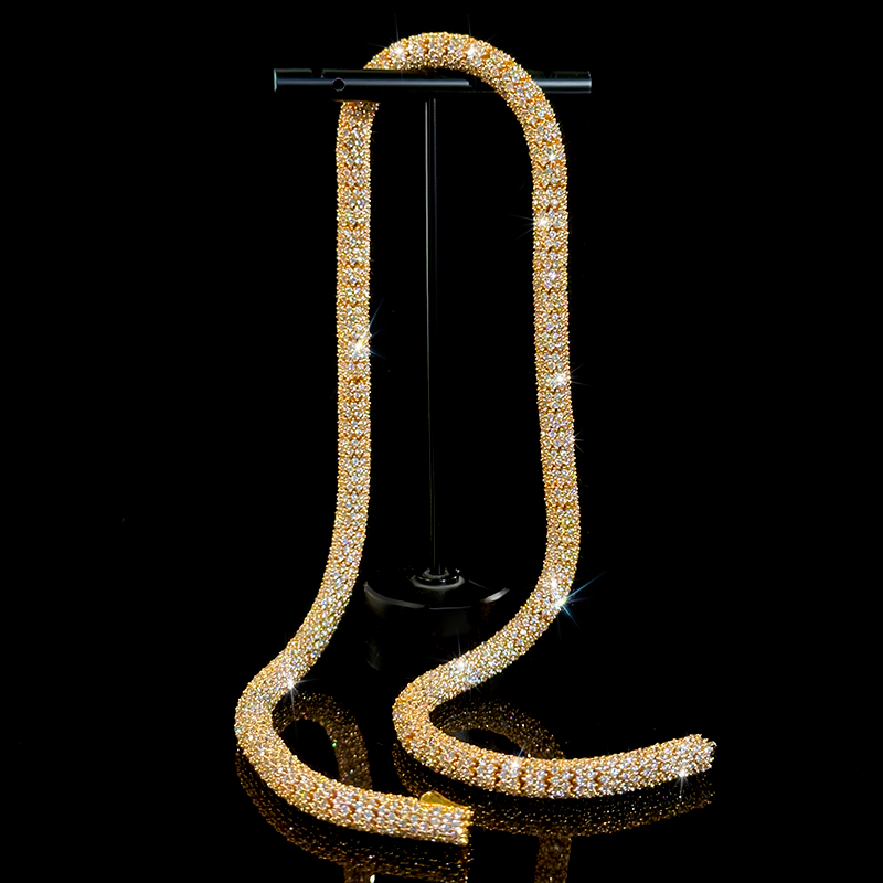 S925 & Moissanite 6mm Fully Paved Snake Chain With Iced Out Shine - Image 9