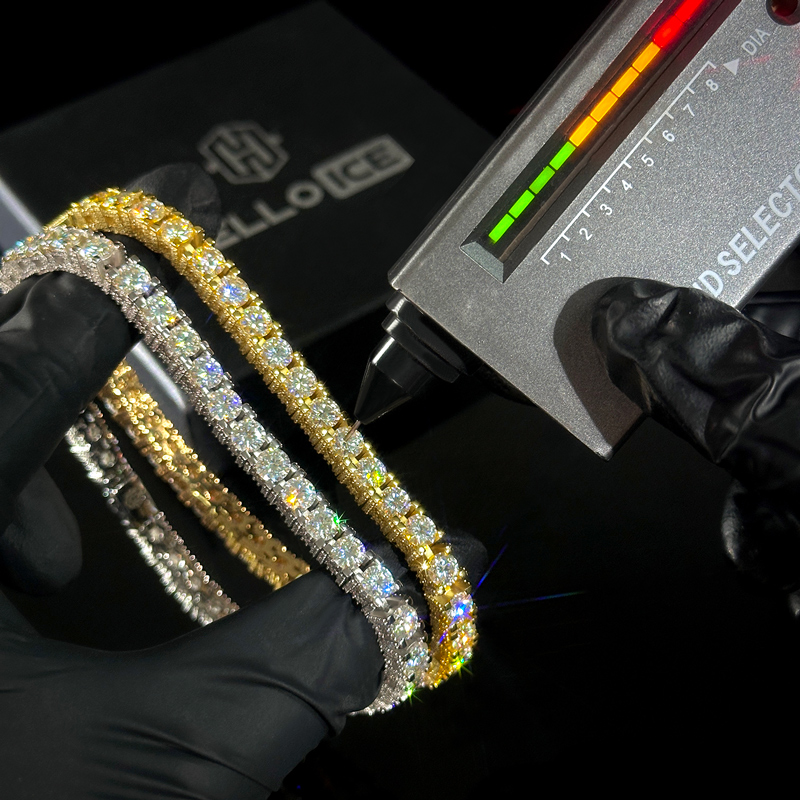 925s & Vvs Moissanite 5mm Tennis Bracelet With Iced Out Out Sides Silver - Image 3