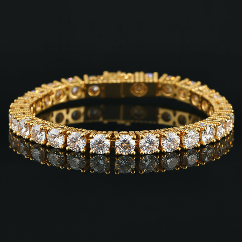 925s & Vvs Moissanite 5mm Tennis Bracelet With Iced Out Out Sides Silver - Image 5