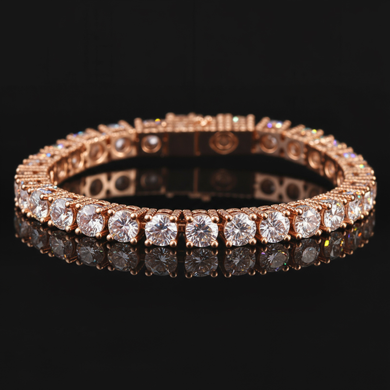 925s & Vvs Moissanite 5mm Tennis Bracelet With Iced Out Out Sides Silver - Image 6