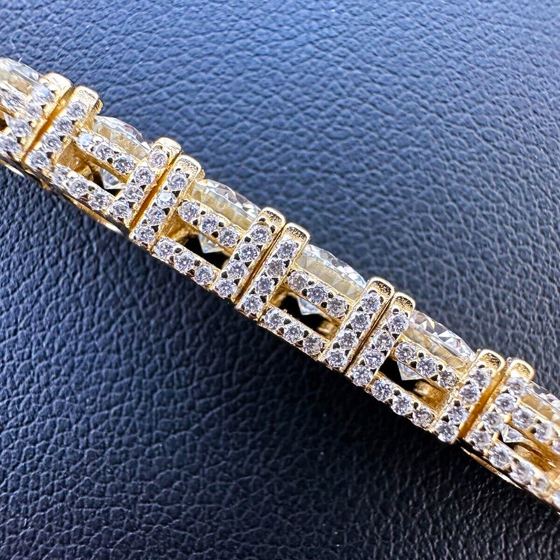 925s & Vvs Moissanite 5mm Tennis Bracelet With Iced Out Out Sides Silver - Image 10